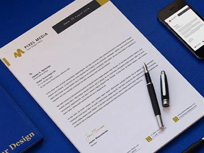 Professional Letterhead Design by modern branding service in Kerala, India